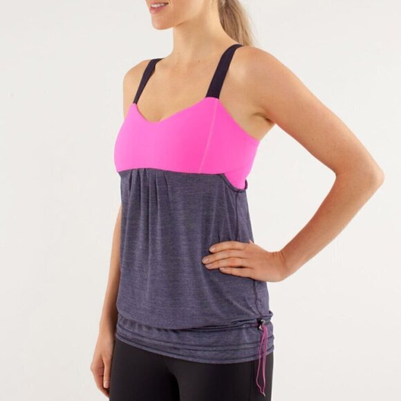 lululemon athletica Tops - Lululemon Run: Back On Track Tank Black Swan / Raspberry Glo Light Size 4